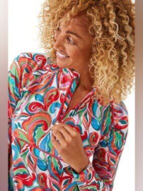 Coolibar Hokulani Ruche Swim Shirt with UPF 50+ Sun Protection Size Med